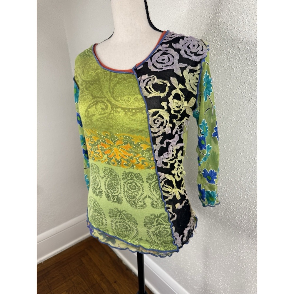 Vintage Save The Queen! Mesh Patchwork Top Iconic 1990's 2000's Y2K Size M Rare - Picture 5 of 10